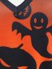 Robe D'Halloween Ligne A Croisée Chauve-souris à Imprimé Citrouille Fantôme de Grande Taille - Orange Foncé 3X | US 22-24