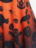 Robe D'Halloween Ligne A Croisée Chauve-souris à Imprimé Citrouille Fantôme de Grande Taille - Orange Foncé 3X | US 22-24