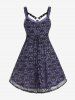 Robe gothique grande taille avec harnais, œillets et dentelle tête de mort, longueur genou - Violet clair 4X | US 26-28