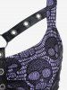 Robe gothique grande taille avec harnais, œillets et dentelle tête de mort, longueur genou - Violet clair 4X | US 26-28