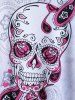 T-shirt Gothique à Imprimé Crâne Cachemire - Gris Clair 