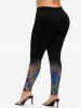 Plus Size High Waist Ethnic Print Skinny Leggings -  