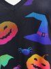 Robe D'Halloween Ligne A Croisée à Imprimé Citrouille Chauve-souris de Grande Taille - Pourpre  1X | US 14-16