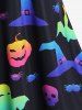 Robe D'Halloween Ligne A Croisée à Imprimé Citrouille Chauve-souris de Grande Taille - Pourpre  5x | US 30-32