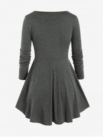 Plus Size Valentine's Day Heart Ring Layered Long Sleeves T Shirt