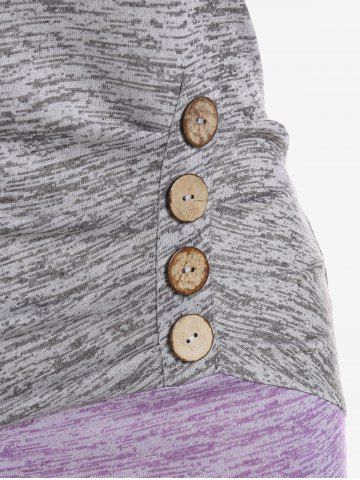 Plus Size Square Neck Colorblock Space Dye Tee