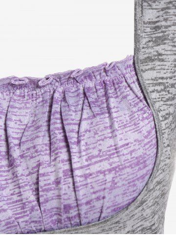 Plus Size Square Neck Colorblock Space Dye Tee