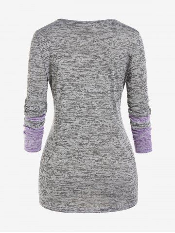 Plus Size Square Neck Colorblock Space Dye Tee