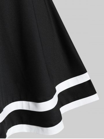 Plus Size Flare Sleeves Cold Shoulder Two Tone T Shirt