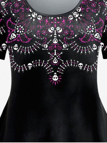Gothic Short Sleeve Skull Skeleton Print T-shirt
