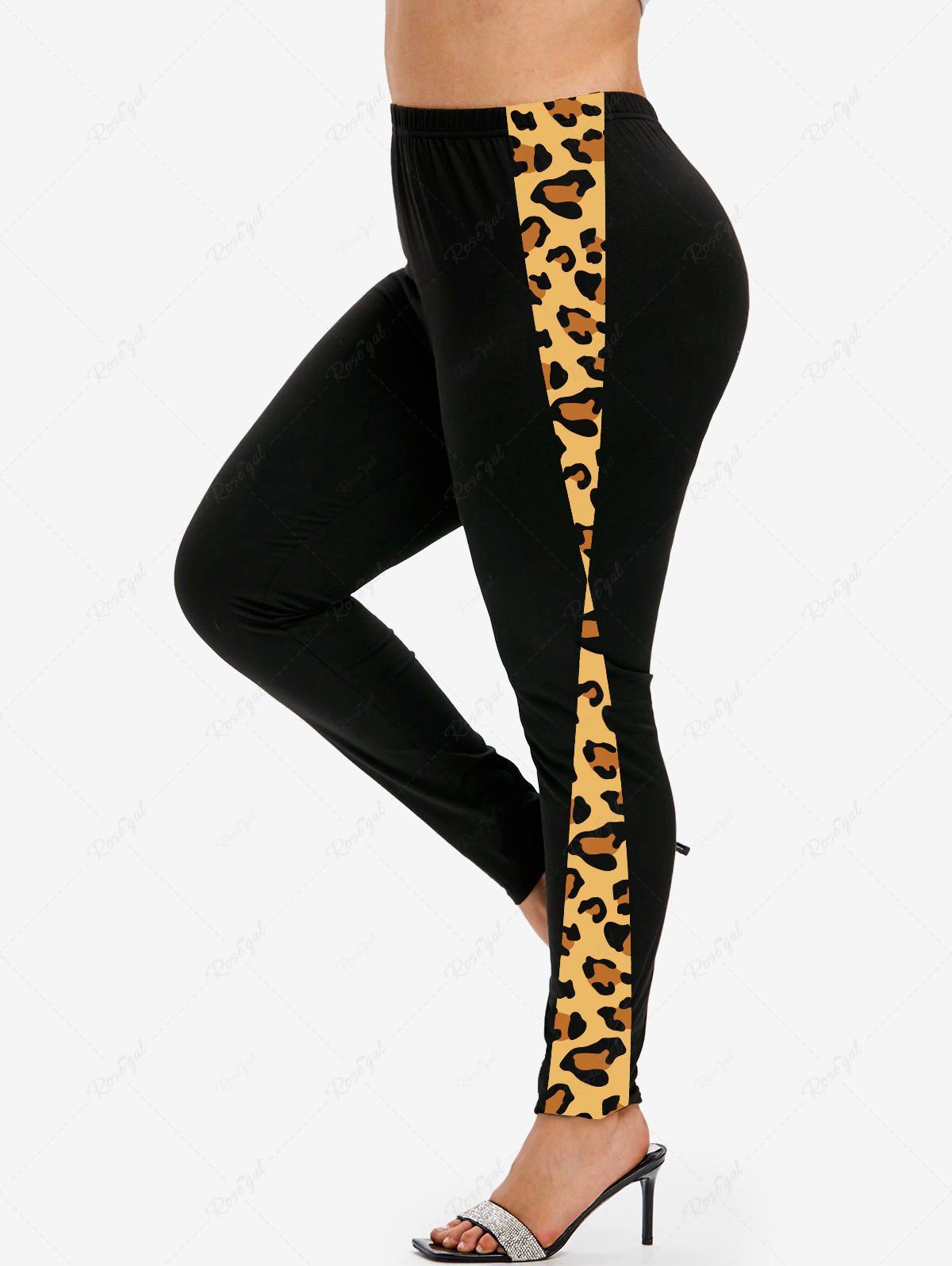 Buy Plus Size Animal Leopard Print High Waisted Skinny Leggings  