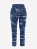 Plus Size Tie Dye Button Fly Frayed Jeans -  