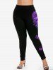 Gothic High Waist Skull Rose Print Leggings -  