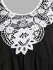 Plus Size Leaf Flower Lace Panel Cold Shoulder Empire Waist Casual T Shirt -  