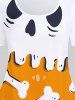 T-shirt Bicolore Contrasté à Imprimé Dessin Animé de Grande Taille - Orange 1X | US 14-16