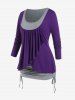 Plus Size Cinched Ruched Flounce 2 in 1 Tee -  