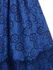 Mesh Overlay Allover Gear Geometric Letter Print Foldover A Line Mini Dress -  