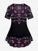 Gothic Short Sleeve Skull Skeleton Print T-shirt -  