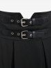 Gothic Lace Up Buckles Godet Hem A Line Suspender Skirt -  