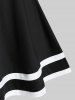 Plus Size Flare Sleeves Cold Shoulder Two Tone T Shirt -  