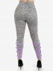 Plus Size High Rise Space Dye Colorblock Skinny Leggings -  