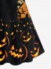 Robe D'Halloween Croisée à Imprimé Citrouille et Château de Grande Taille - Orange Foncé S | US 8