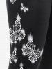 Plus Size High Waist Butterfly Print Skinny Leggings -  
