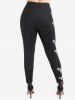 Plus Size High Waist Butterfly Print Skinny Leggings -  