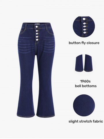 Plus Size Button Fly Flare Jeans