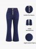 Plus Size Button Fly Flare Jeans -  