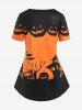 Plus Size Pumpkin Castle Print Halloween Tee -  