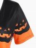 Plus Size Pumpkin Castle Print Halloween Tee -  