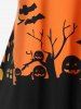 T-shirt D'Halloween à Imprimé Château et Citrouille de Grande Taille - Orange 5x | US 30-32
