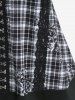 T-shirt Au Crochet à Carreaux Fleur Design de Grande Taille à Manches Longues - Noir 4X | US 26-28