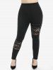 Gothic High Waist Skull Lace Panel Studded Pants -  