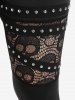 Gothic High Waist Skull Lace Panel Studded Pants -  