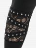 Gothic High Waist Skull Lace Panel Studded Pants -  