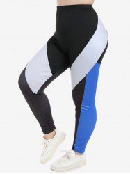 Colorblock Side Pockets Plus Size Skinny Pants -  