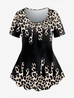 Plus Size Animal Leopard Print T-shirt