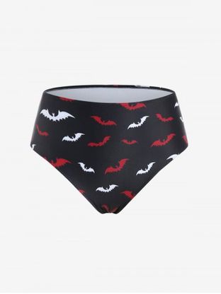 Plus Size Halloween High Waist Bat Print Swim Bikini Brief