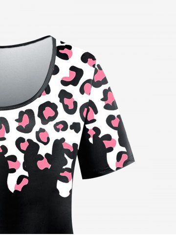 Plus Size Short Sleeve Animal Leopard Print T-shirt