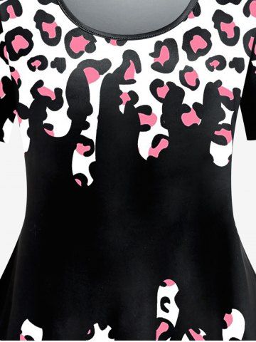 Plus Size Short Sleeve Animal Leopard Print T-shirt