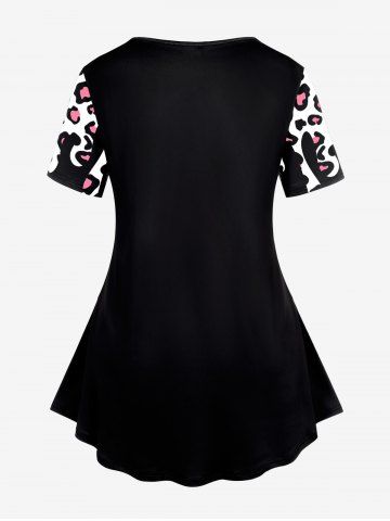 Plus Size Short Sleeve Animal Leopard Print T-shirt