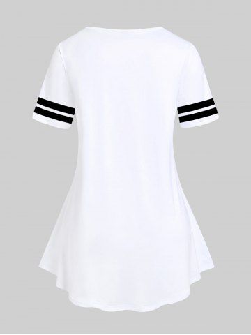 Plus Size Cat Paw Heart Printed Short Sleeves Tee