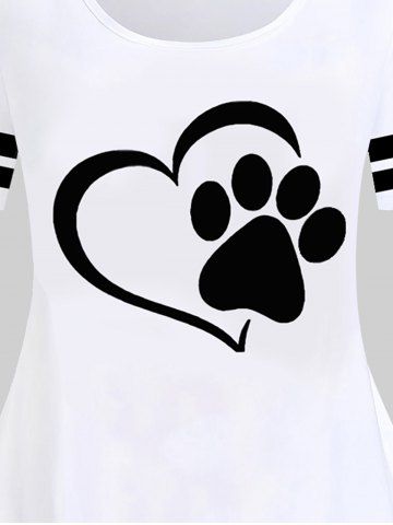 Plus Size Cat Paw Heart Printed Short Sleeves Tee