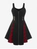 Gothic Full Zipper Buckles Skull Lace Dress -  