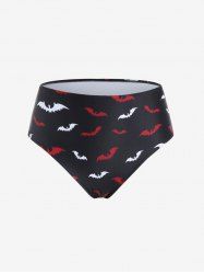 Plus Size Halloween High Waist Bat Print Swim Bikini Brief -  