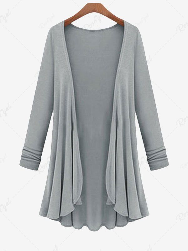 Discount Plus Size Draped Open Front Cardigan  