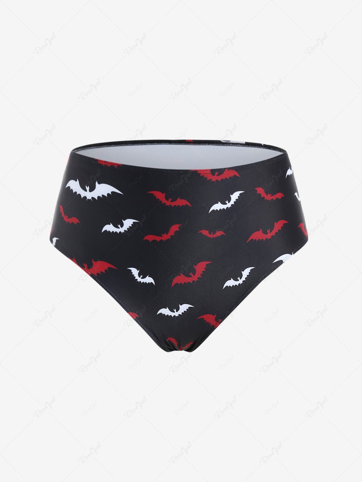 Latest Plus Size Halloween High Waist Bat Print Swim Bikini Brief  