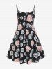 Plus Size Front Twist Top and Rose Print Midi Cami Dress Set -  